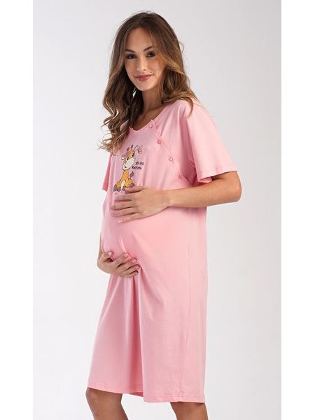 Dámská noční košile mateřská Malá žirafa - světle lososová