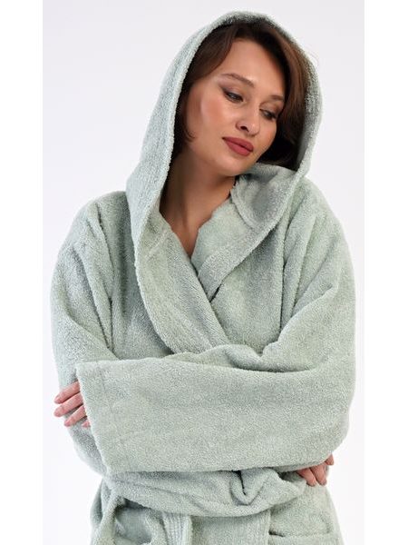 Dámský župan dlouhý s kapucí Máta - mátová
