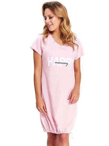 Mateřská noční košile Happy Mommy růžová zip
