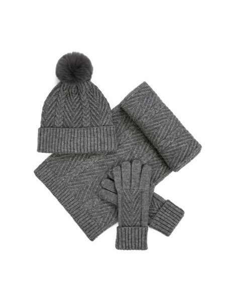 Čepice, šála a rukavice - šedá