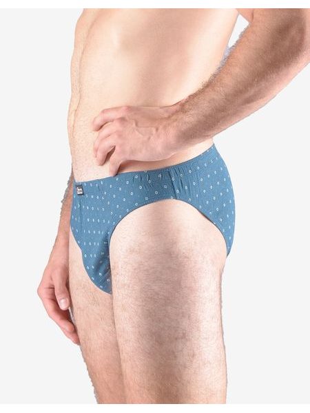 Pánské slipy s úzkým bokem, úzký bok, šité, s potiskem 70069P - petrolejová sv. šedá