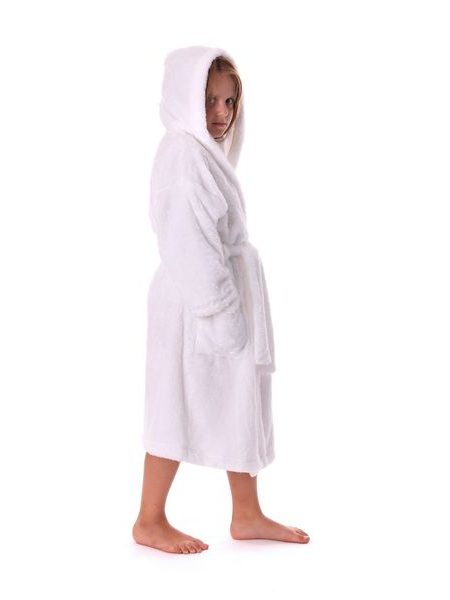 Dětský dlouhý župan s kapucí LILLY a JACK EXTRA bílá