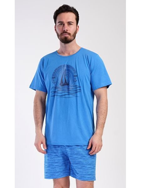 Pánské pyžamo šortky Jachting - modrá
