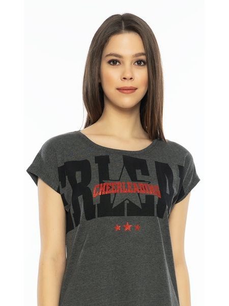 Dámská noční košile s krátkým rukávem Cheerleading - tmavě šedá