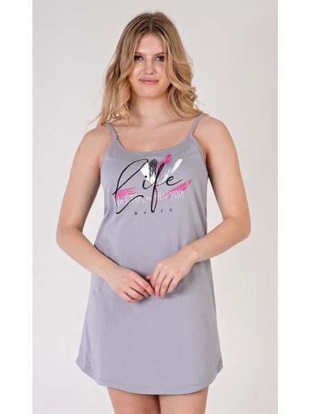 Dámská noční košile na ramínka Life - šedá