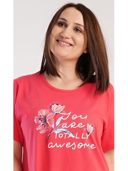 Dámská noční košile s krátkým rukávem Casandra - korálová