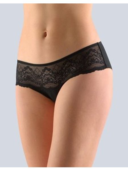 Dámské kalhotky francouzské, šité, bokové, s krajkou, jednobarevné Delicate 14141P - černá