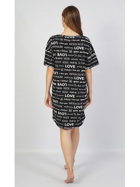 Dámská noční košile s krátkým rukávem Amore - černá