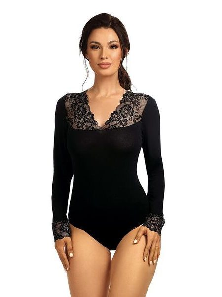 Luxusní body Tiana černé s krajkou