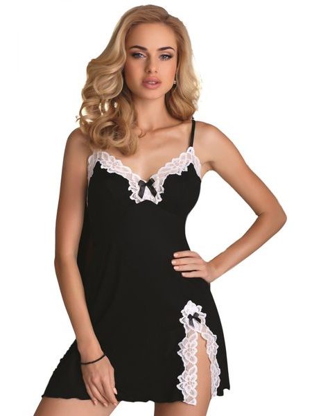 Noční košile Roma black/cream