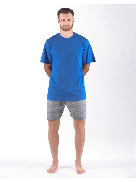 Pánské pyžamo krátké pánské, šité, s potiskem Pyžama 2024 79168P - atlantic šedá