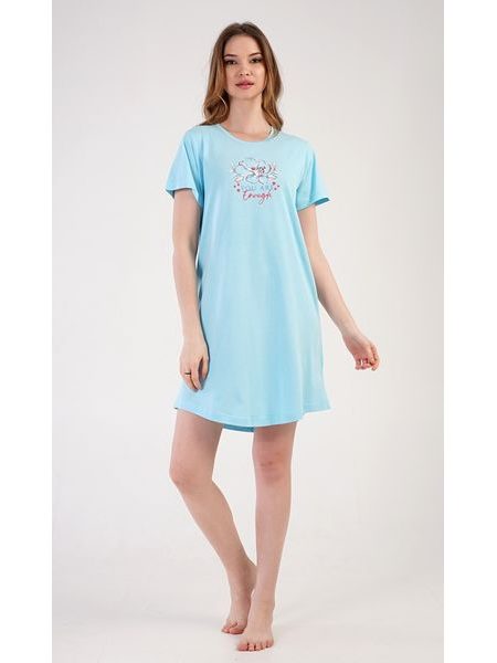 Dámská noční košile s krátkým rukávem Eliška - mentolová
