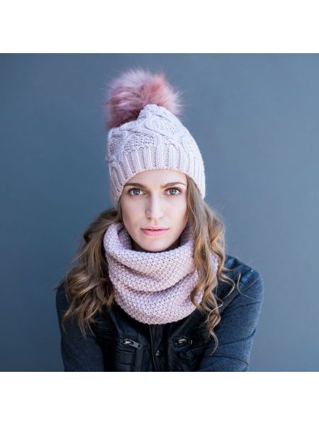 Sada čepice+šála béžovošedá