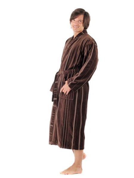 Pánský župan bavlněné kimono s proužky TERAMO čokoládová