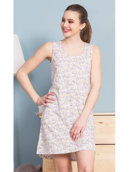 Dámská noční košile na ramínka Větvičky - šedá