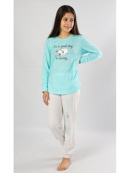 Dětské pyžamo dlouhé Sleeping day - azurová