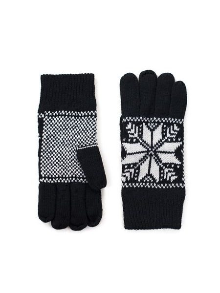 Černé rukavice s bílým zimním vzorem