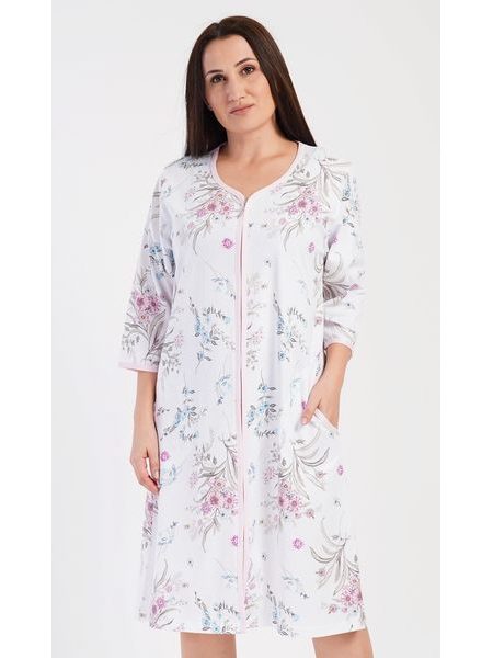 Dámské domácí šaty s tříčtvrtečním rukávem Margot - bílá