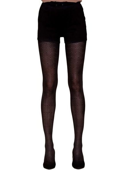 Punčochové kalhoty Rica černé se vzorem