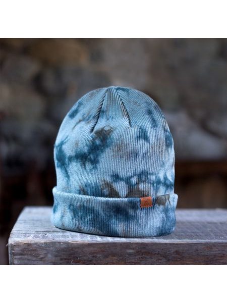 Dámská jednoduchá čepice modrá s mramorováním