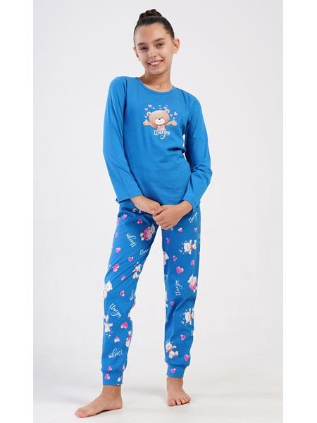 Dětské pyžamo dlouhé Méďa I love you - modrá