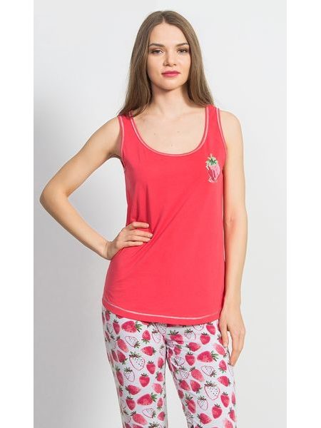 Dámské pyžamo kapri Jahoda - jahodová