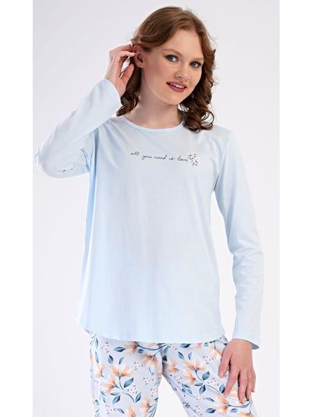 Dámské pyžamo dlouhé Karolína - světle modrá