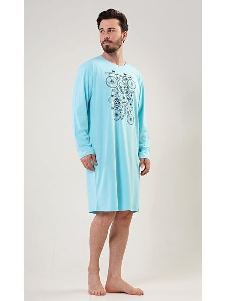 Pánská noční košile s dlouhým rukávem Kolo - mentolová