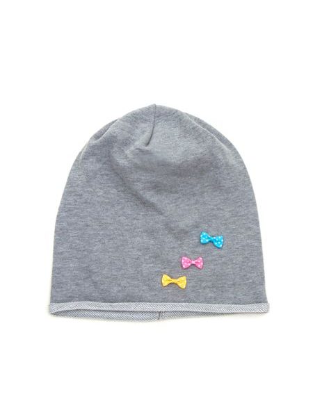 Čepice beanie tři mašličky šedá