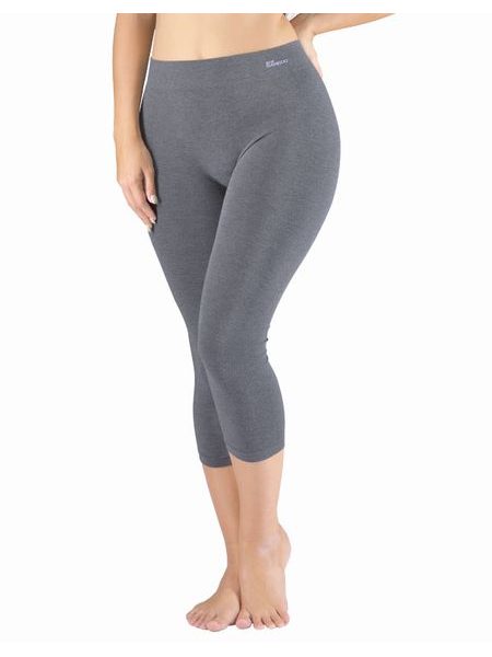 Dámské legíny 3/4 délka, 3/4 kalhoty, bezešvé, klasické Eco Bamboo 95032P - šedá bílá