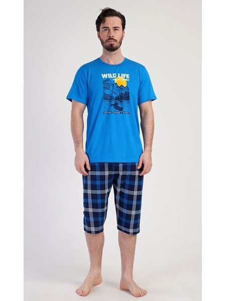 Pánské pyžamo kapri Wild life - modrá