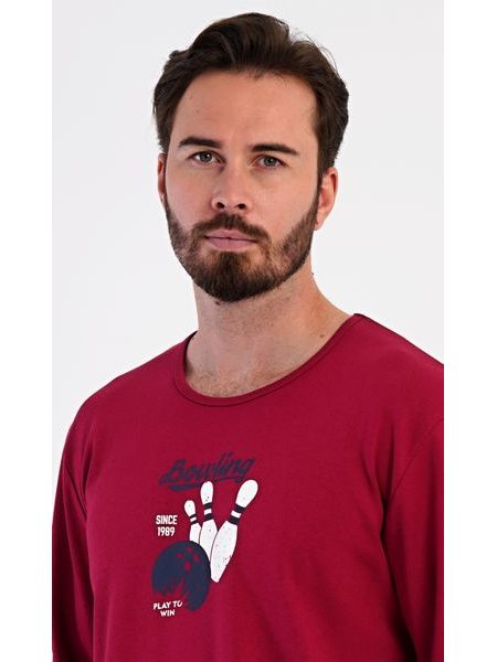 Pánské pyžamo dlouhé Bowling - vínová