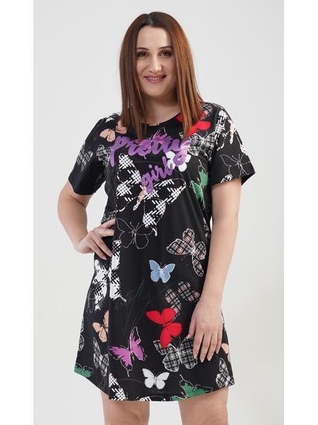 Dámská noční košile s krátkým rukávem Pretty girl - černá