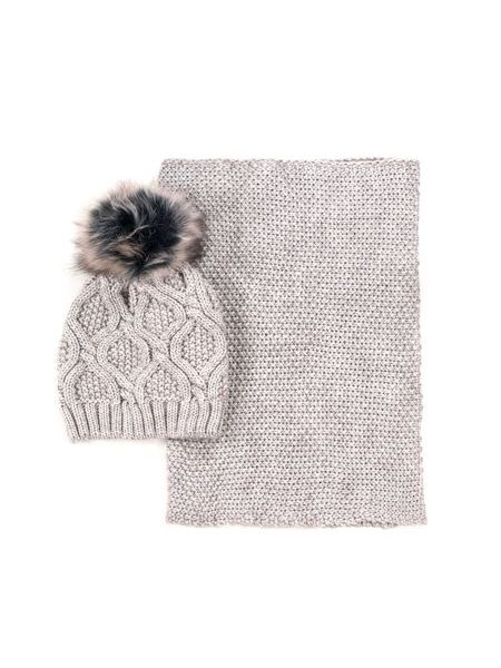 Sada čepice+šála béžovošedá