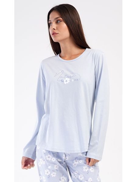 Dámské pyžamo dlouhé Nature lover - světle modrá