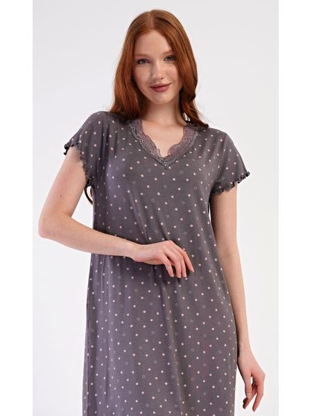 Dámská noční košile s krátkým rukávem Samanta - hnědá