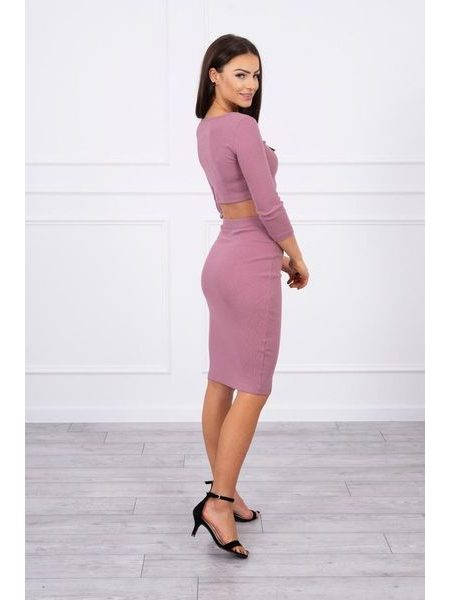 Set crop topu a sukně, tmavě růžová