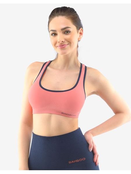 Dámská podprsenka sportovní s vycpávkami, bez kostice, bezešvé ECO Bamboo Sport 07018P - tomato lékořice