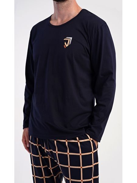 Pánské pyžamo dlouhé Alfréd - tmavě modrá