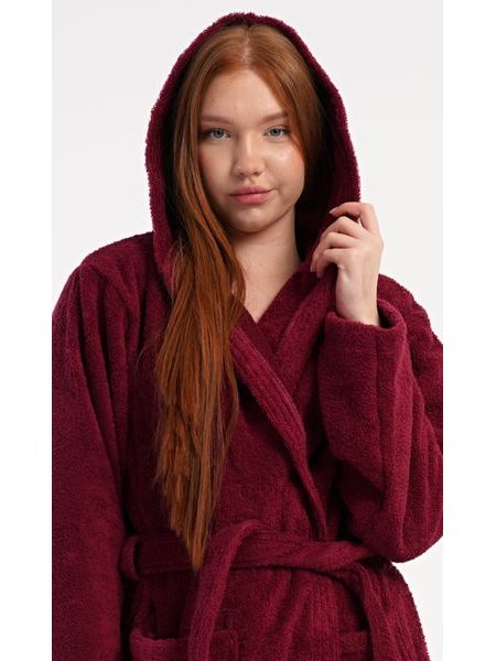 Dámský župan dlouhý s kapucí Julie - vínová