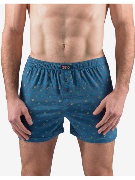 Pánské trenky volné, šité, s potiskem 75203P - měsíc akvamarín