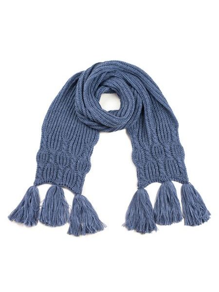 Pletená zimní šála s třásněmi - krémová