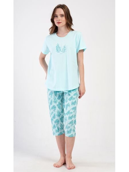 Dámské pyžamo kapri Simona - mentolová