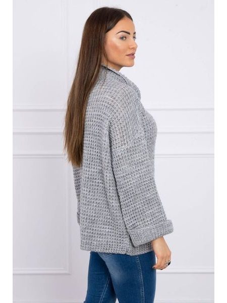 Svetr se svinutým rukávem, šedivá
