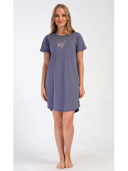 Dámské domácí šaty s krátkým rukávem Pampeliška - modrá