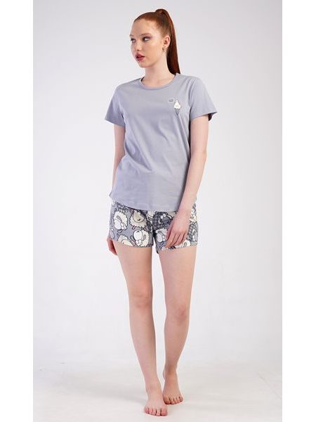 Dámské pyžamo šortky Ovečky - šedá