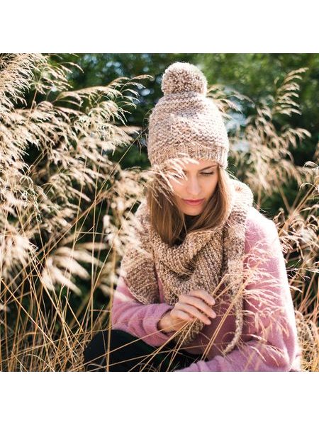 Set pletené čepice se šátkem světle šedá melanž