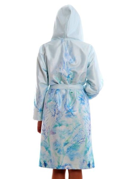 Dámský krátký župan s kapucí Anju se vzorem Moře