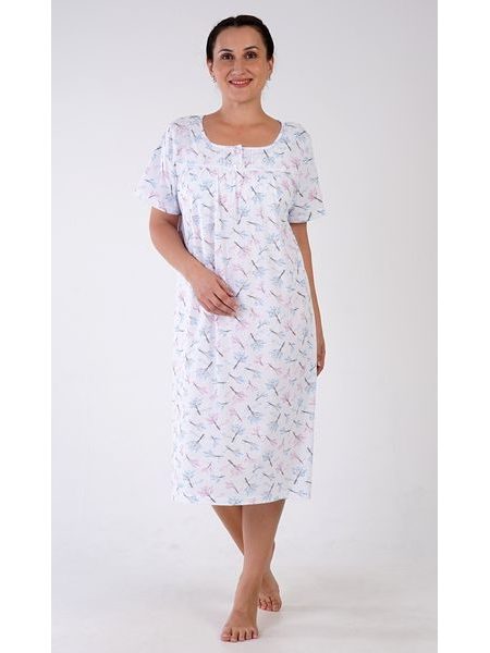 Dámská noční košile s krátkým rukávem Tulipány - fialová