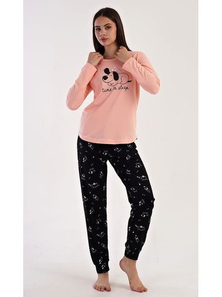 Dámské pyžamo dlouhé Let me sleep - meruňková